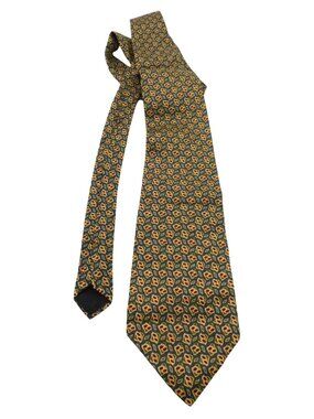 Aquascutum Of London Silk Blue Tie Abstract Yellow & Red Pattern Made in USA